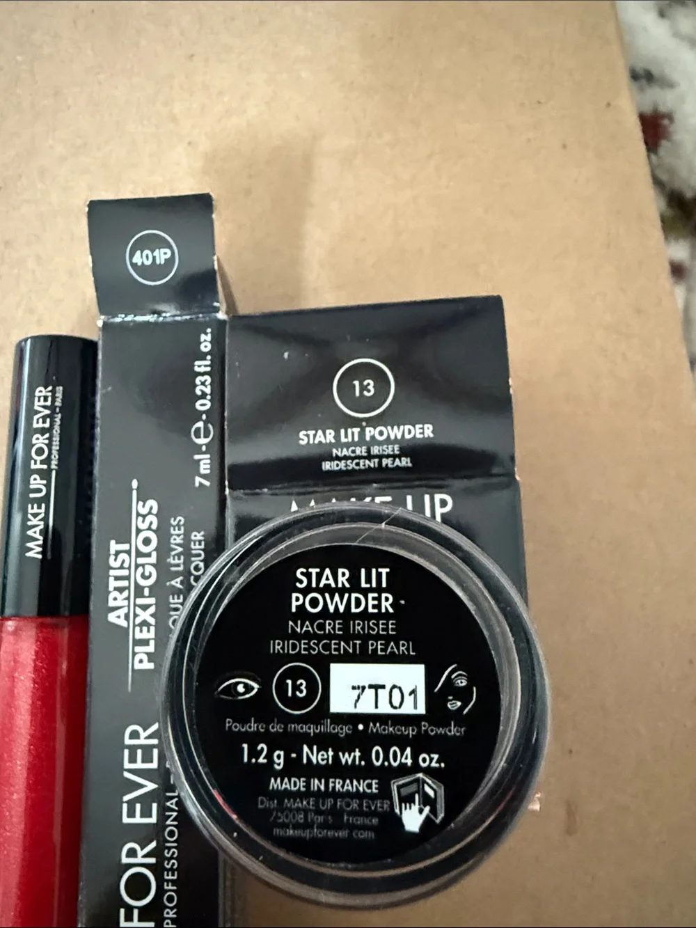 Makeup Forever Red Lip Gloss & Iridescent Pearl Star Lit Powder